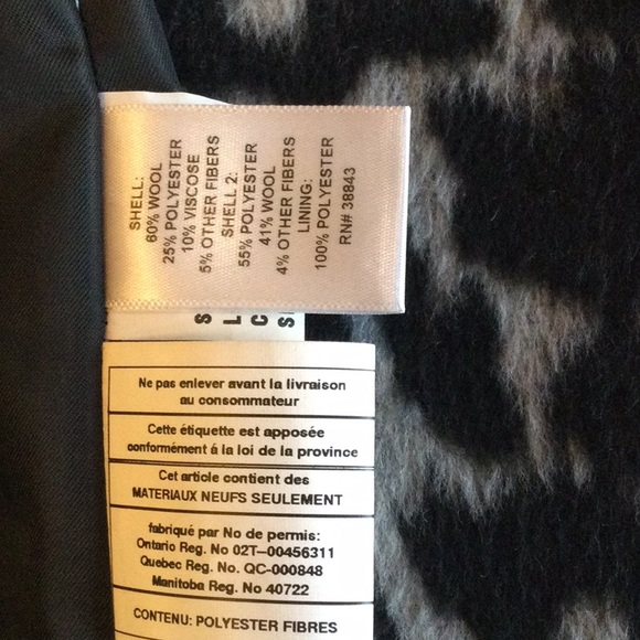 T Tahari wool coat - black and leopard - Picture 9 of 12